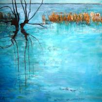 Knotwilgen in de IJssel - 120 x 100 cm